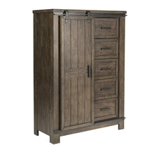 Thornwood Hills Sliding Door Chest in Rock Beaten Brown w/ Saw Cuts