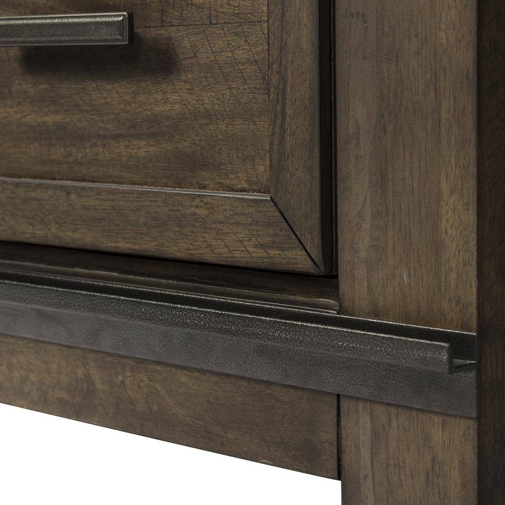 Thornwood Hills Sliding Door Chest in Rock Beaten Brown w/ Saw Cuts