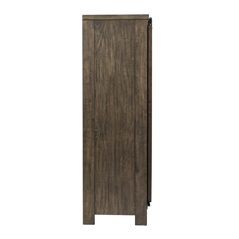 Thornwood Hills Sliding Door Chest in Rock Beaten Brown w/ Saw Cuts