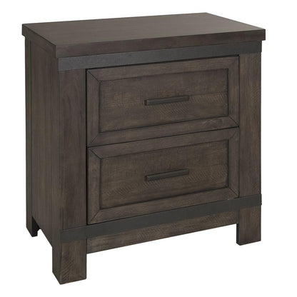 Thornwood Hills Night Stand in Rock Beaten Brown w/ Saw Cuts