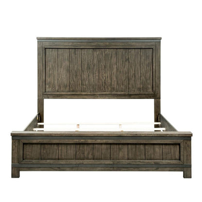 Thornwood Hills King Two Sided Storage Bed in Rock Beaten Brown w/ Saw Cuts