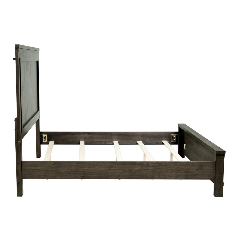 Thornwood Hills King Panel Bed in Rock Beaten Brown w/ Saw Cuts