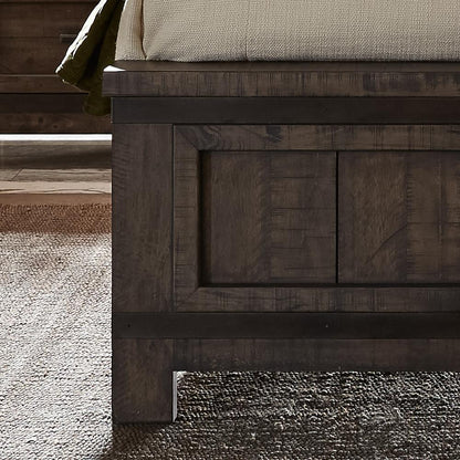Thornwood Hills King Panel Bed in Rock Beaten Brown w/ Saw Cuts