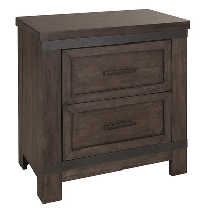 Thornwood Hills King Panel Bed, Dresser & Mirror - Rock Beaten Brown w/ Saw Cuts