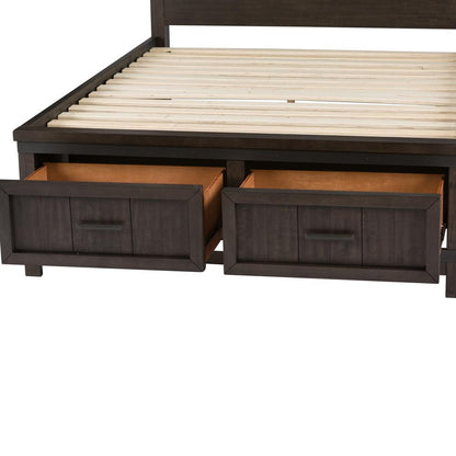 Thornwood Hills Full Bookcase Bed in Rock Beaten Brown w/ Saw Cuts