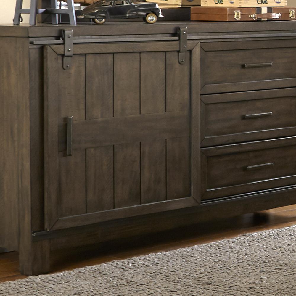 Thornwood Hills Full Bookcase Bed in Rock Beaten Brown w/ Saw Cuts