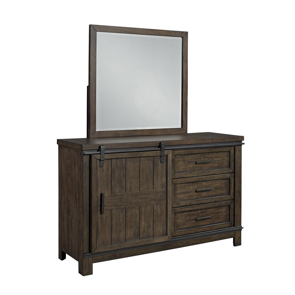 Thornwood Hills Full Panel Bed in Rock Beaten Brown w/ Saw Cuts