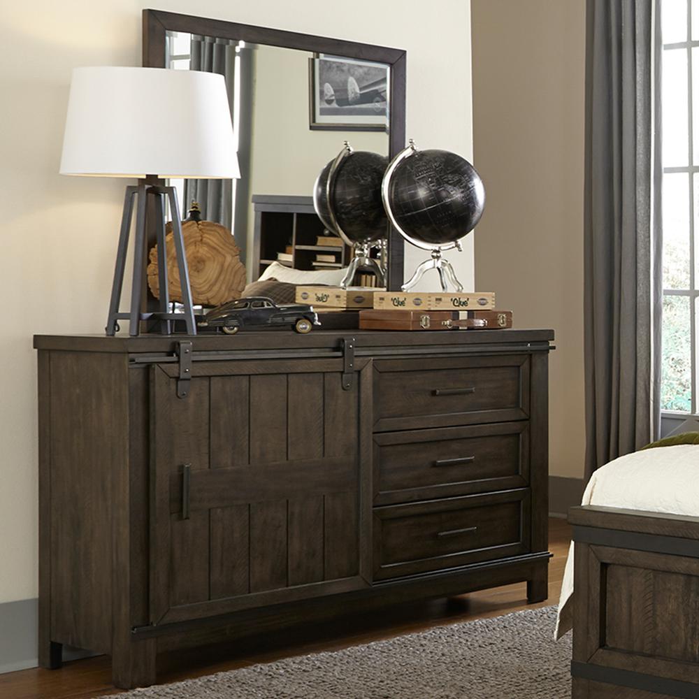 Thornwood Hills Full Panel Bed in Rock Beaten Brown w/ Saw Cuts
