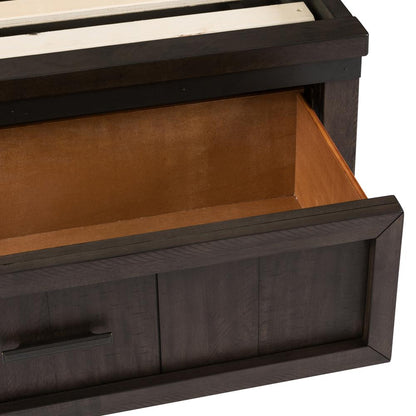 Thornwood Hills Twin Bookcase Bed in Rock Beaten Brown w/ Saw Cuts