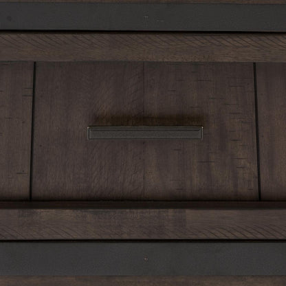 Thornwood Hills Twin Bookcase Bed in Rock Beaten Brown w/ Saw Cuts