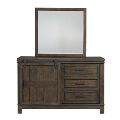Thornwood Hills Twin Bookcase Bed in Rock Beaten Brown w/ Saw Cuts