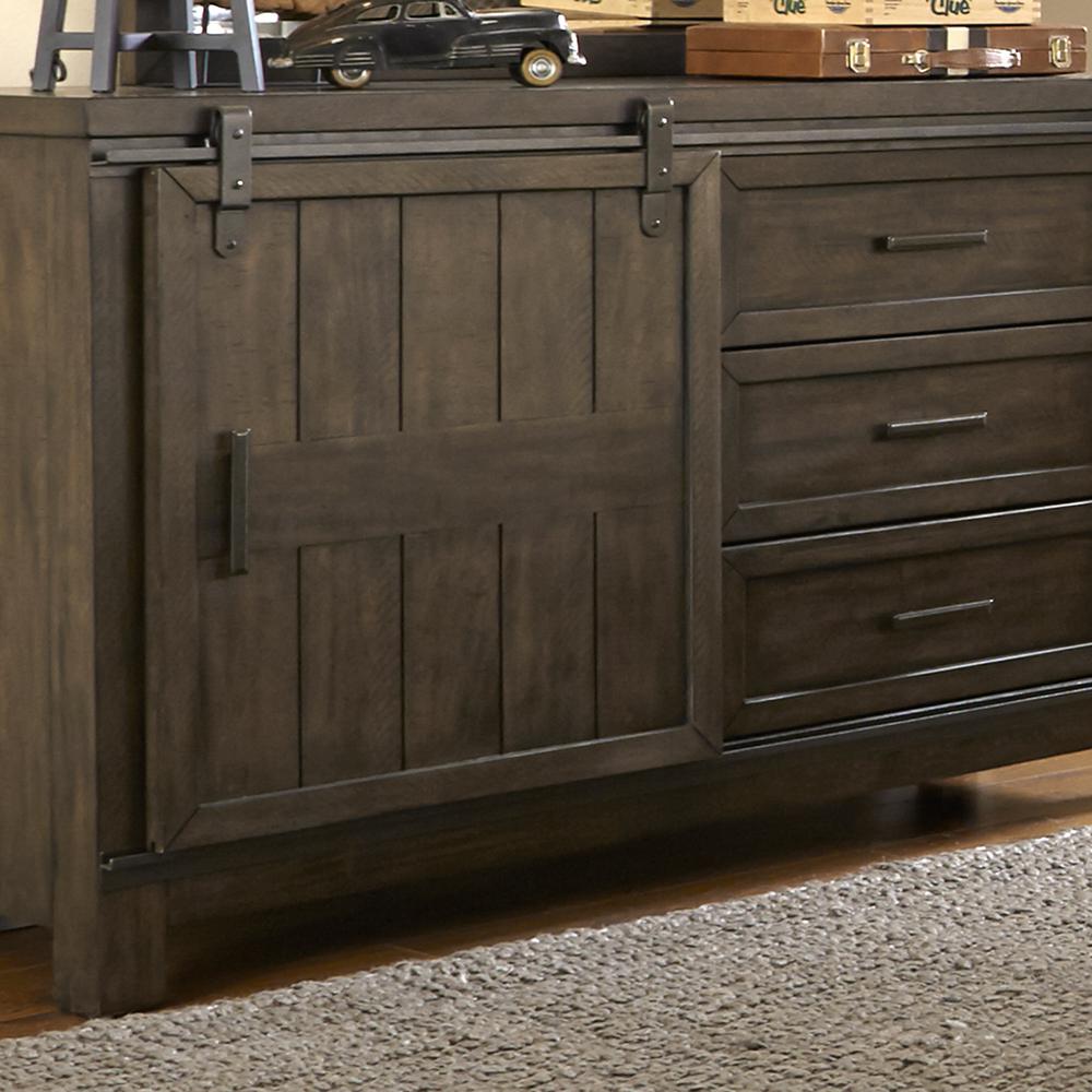Thornwood Hills Twin Bookcase Bed in Rock Beaten Brown w/ Saw Cuts