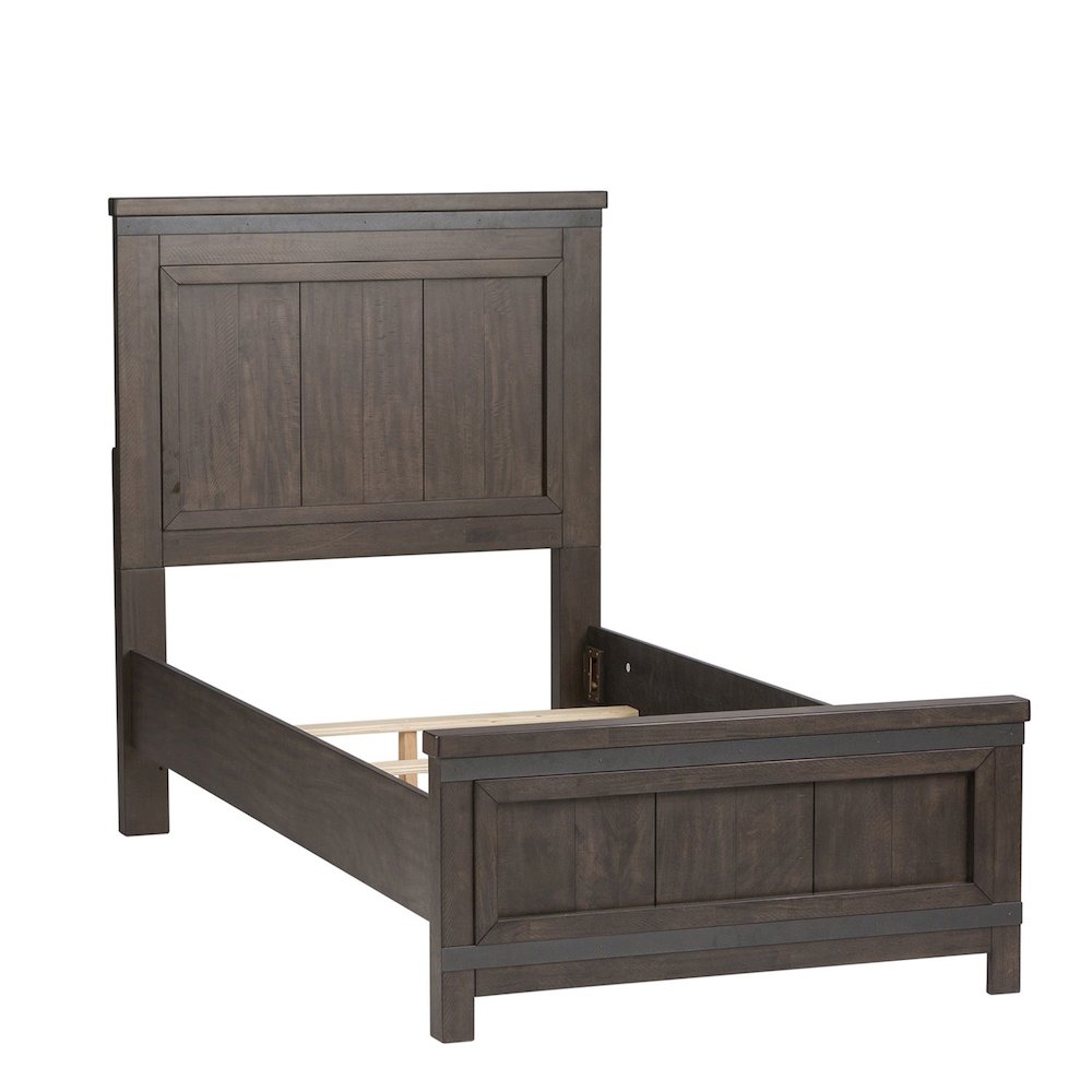 Twin Panel Bed, Dresser & Mirror in Rubberwood Solids and Mango Veneers