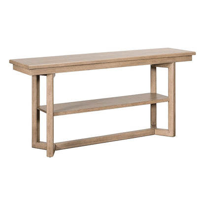 Living Room Sofa Table Center Trestle Display Shelf - Barley Buff Birch Wood