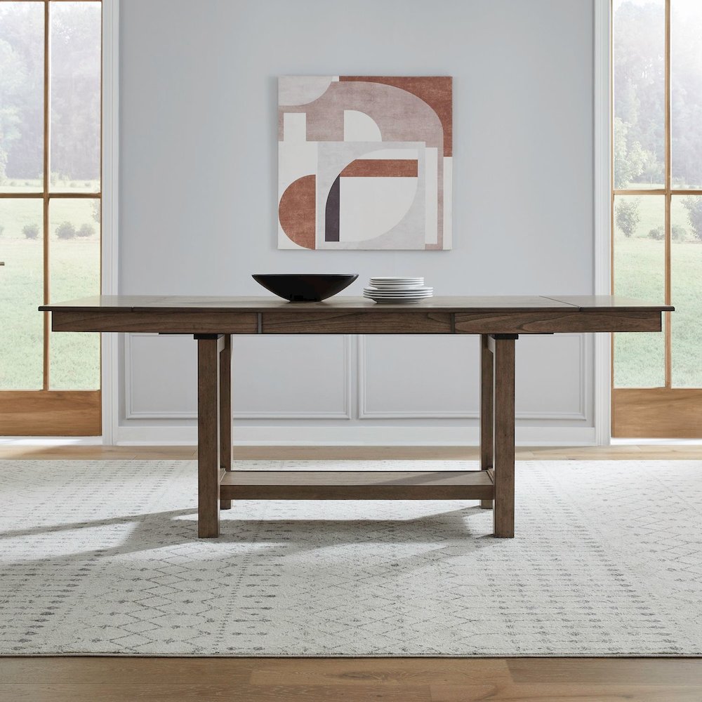 5 Pc Trestle Leaf Table Dining Room Set with 4 Slat Back Side Chairs - Sandstone