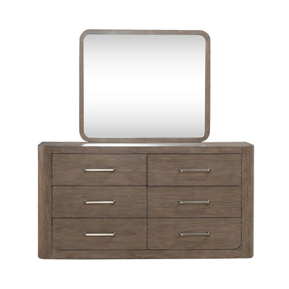 King Shelter Bed, Dresser & Mirror, Night Stand Bedroom Set - Burnished Clay