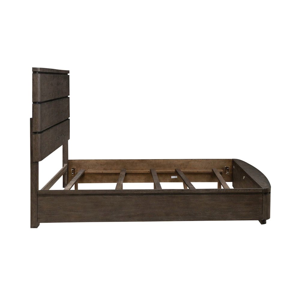 King Panel Bed with LED Touch Light, Dresser & Mirror  - Satin Espresso
