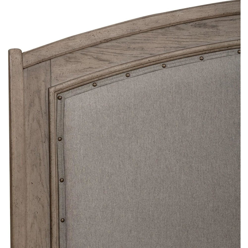 Avalon Queen Upholstered Headboard with Oak Wood Frame  - Burnished Beige