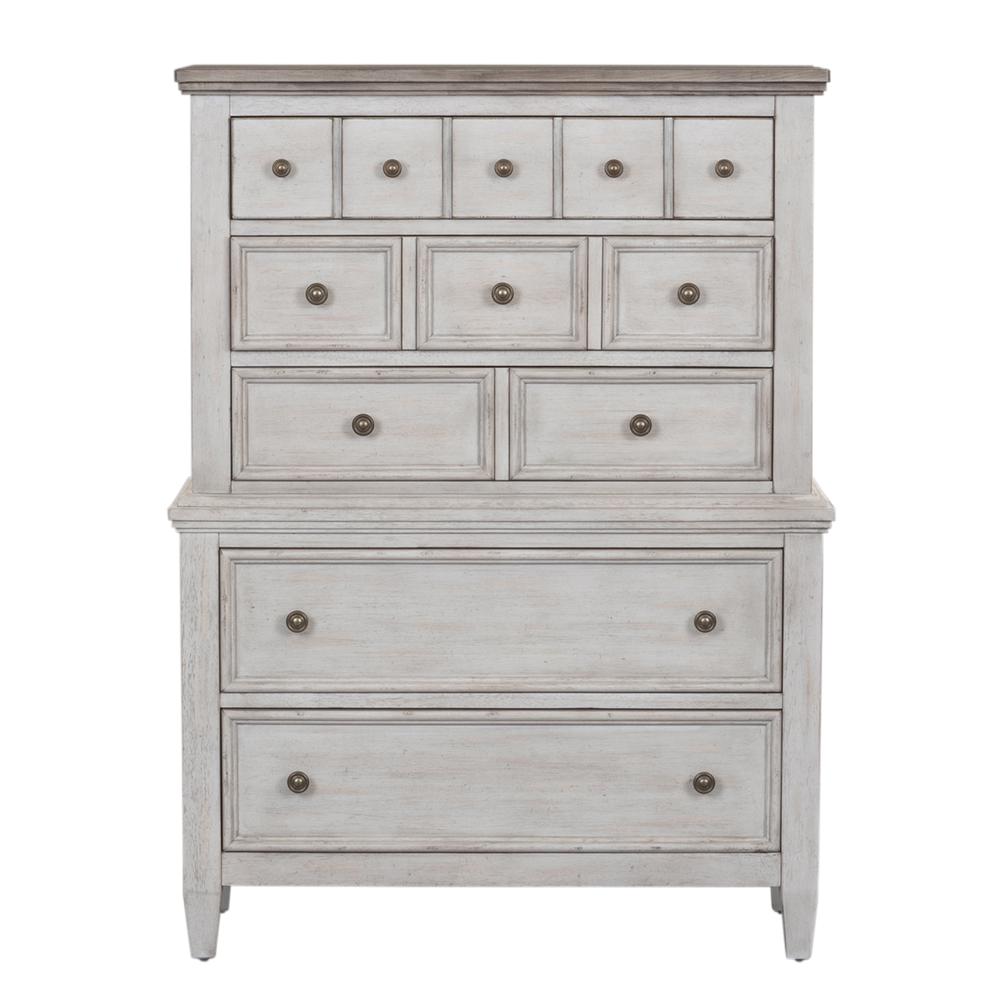 Heartland 5 Drawer Chest in Antique White w/ Tobacco Top