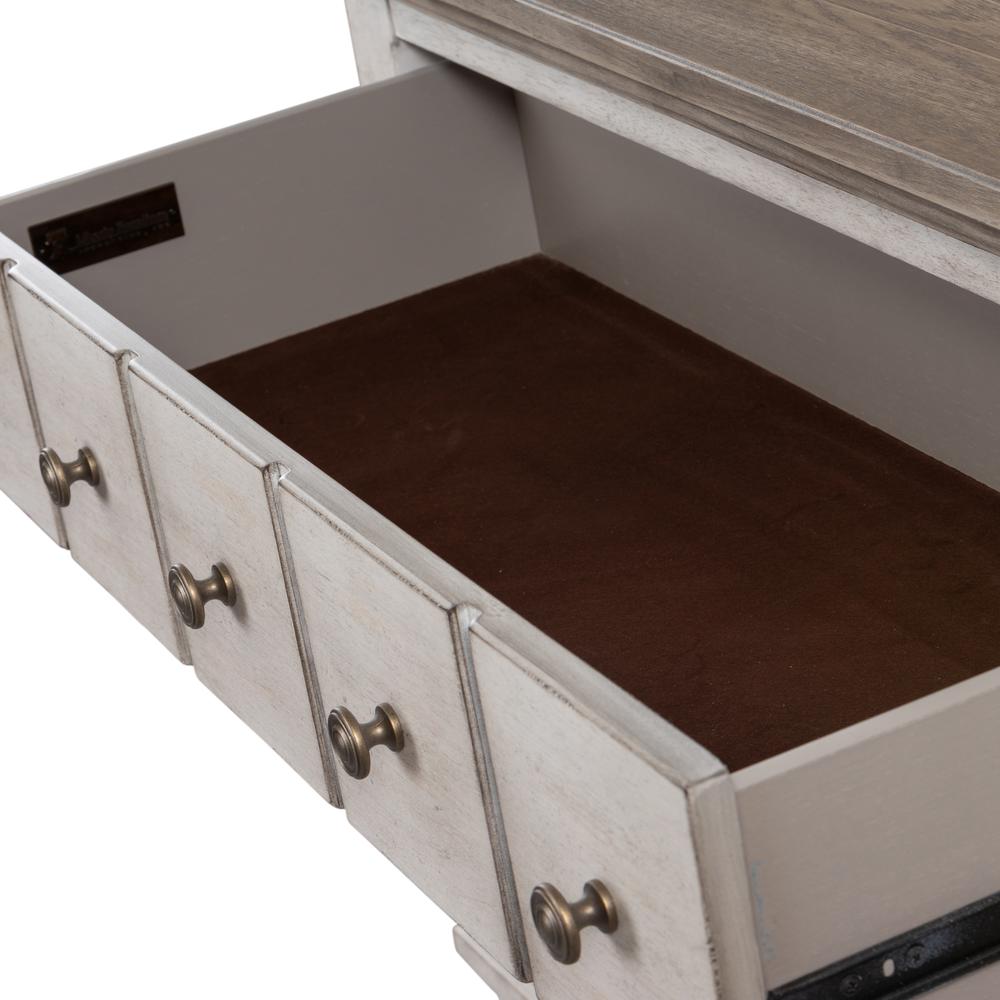 Heartland 5 Drawer Chest in Antique White w/ Tobacco Top