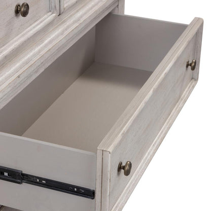 Heartland 5 Drawer Chest in Antique White w/ Tobacco Top