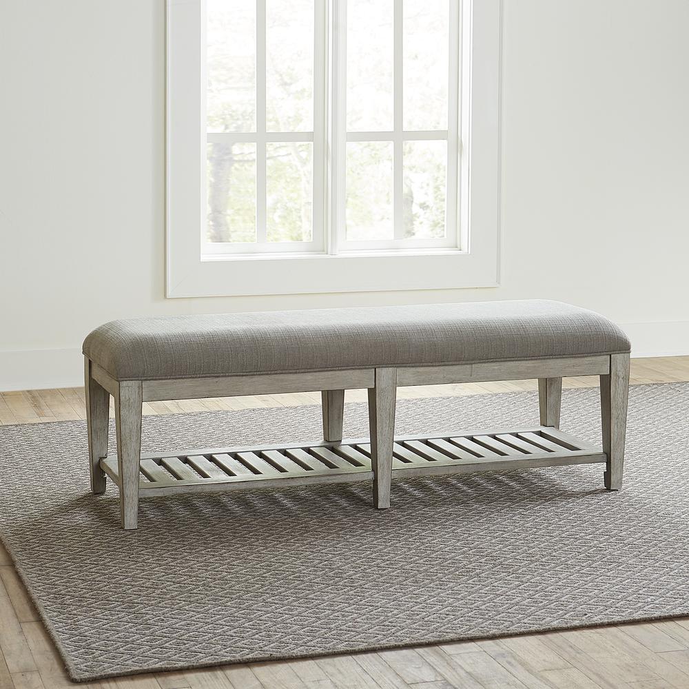 Heartland Bed Bench in Antique White w/ Tobacco Top