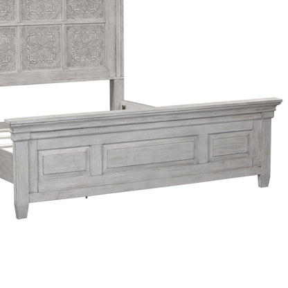 Heartland King California Panel Bed in Antique White w/ Tobacco Top