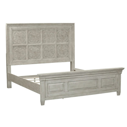 Heartland King Opt California Panel Bed Frame w/ Ceiling Tile Headboard - White
