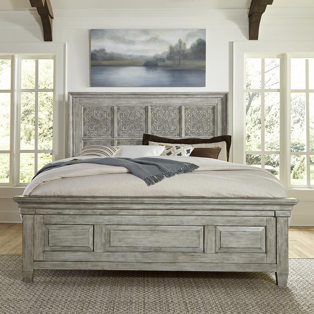 Heartland Optional Queen Panel Bed in Antique White w/ Tobacco Top