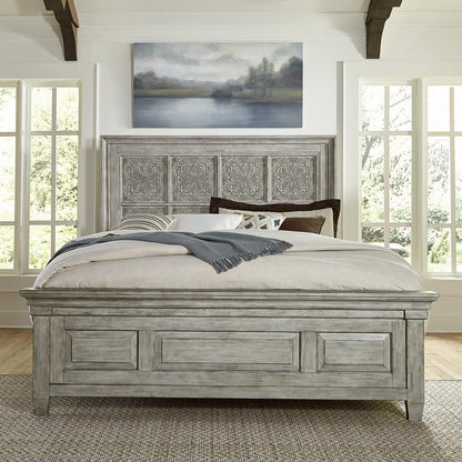 Heartland Optional Queen Panel Bed in Antique White w/ Tobacco Top