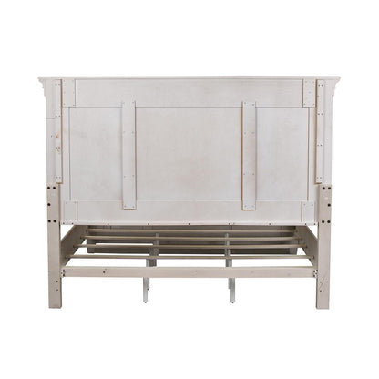Heartland Queen Panel Bed in Antique White w/ Tobacco Top