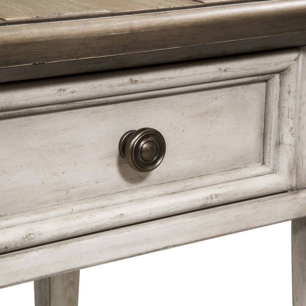 Heartland Drawer End Table in Antique White w/ Tobacco Top
