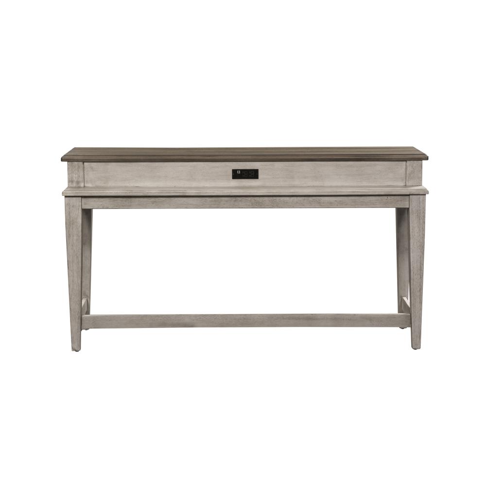 Heartland Console Bar Table in Antique White w/ Tobacco Top