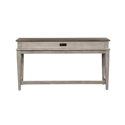 Heartland Console Bar Table in Antique White w/ Tobacco Top