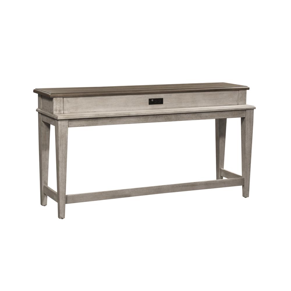 Heartland Console Bar Table in Antique White w/ Tobacco Top