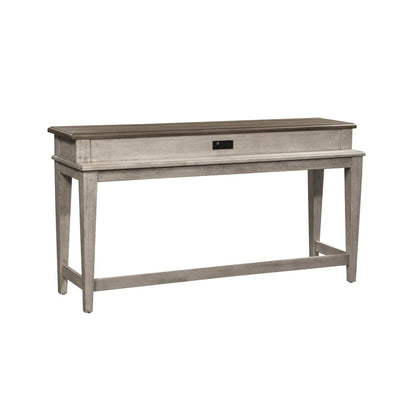 Heartland Console Bar Table in Antique White w/ Tobacco Top