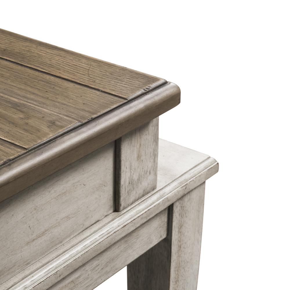 Heartland Console Bar Table in Antique White w/ Tobacco Top