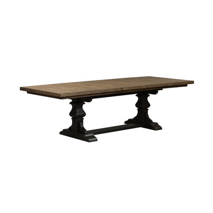 6 Piece Trestle Table Set in Chalkboard Finish