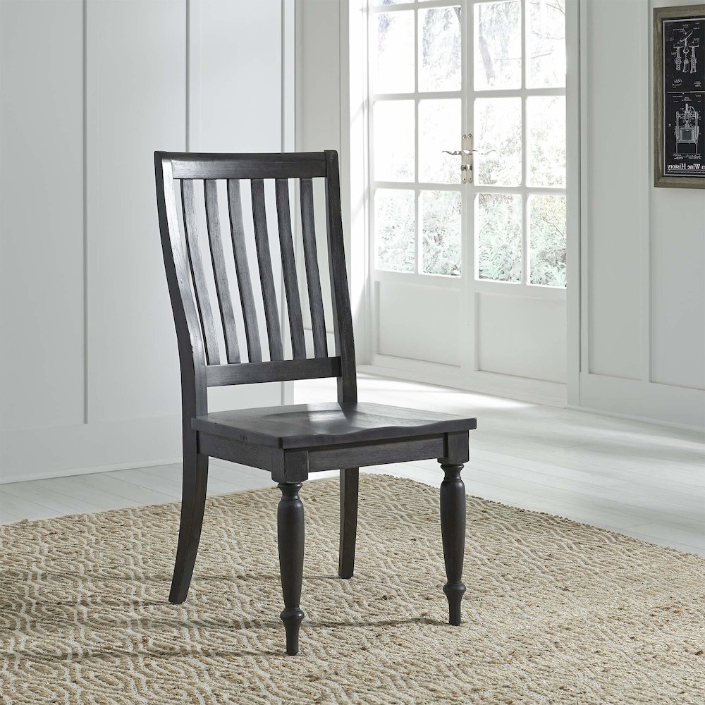 Harvest Home Slat Back Side Chair (RTA)-Set of 2 in Chalkboard