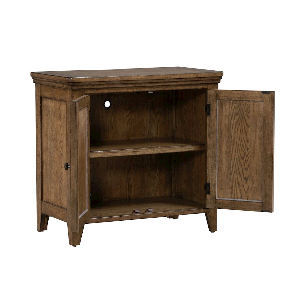 Carolina Park 2 Door Bedside Chest with AC USB Charging Station  - Amber Brown