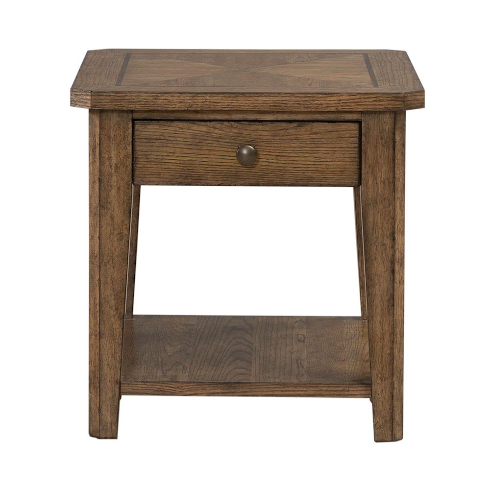 Carolina Park End Table for Living Room - Amber Brown Oak