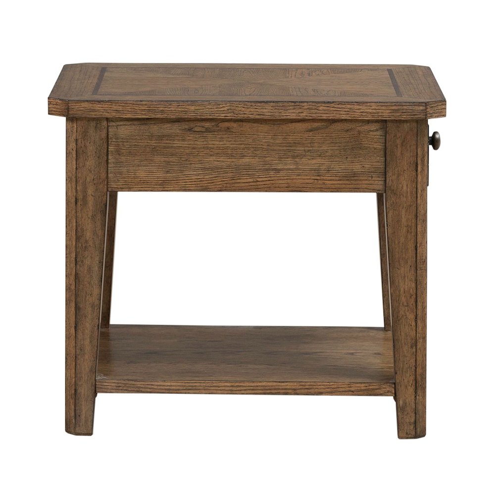 Carolina Park End Table for Living Room - Amber Brown Oak