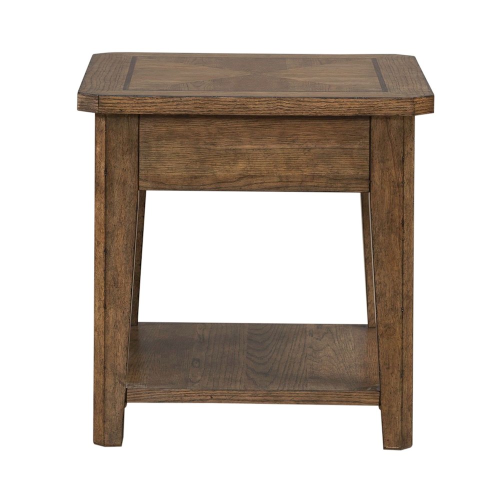 Carolina Park End Table for Living Room - Amber Brown Oak
