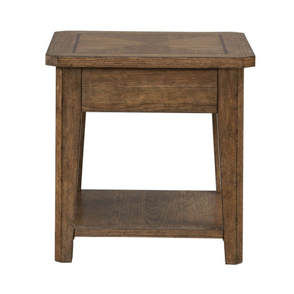 Carolina Park End Table for Living Room - Amber Brown Oak