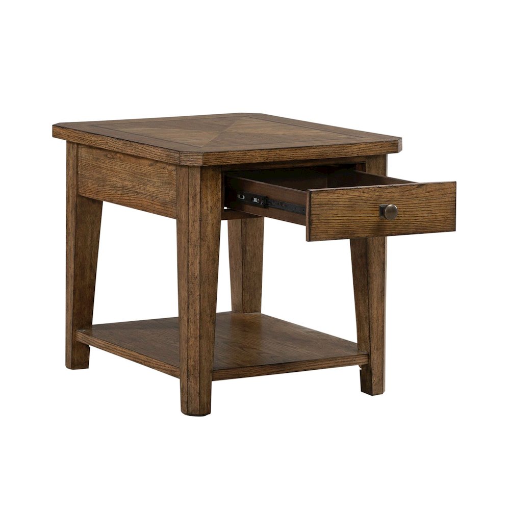 Carolina Park End Table for Living Room - Amber Brown Oak