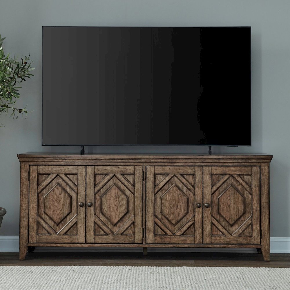 Carolina Park 78 Inch TV Stand Entertainment Center  - Amber Brown