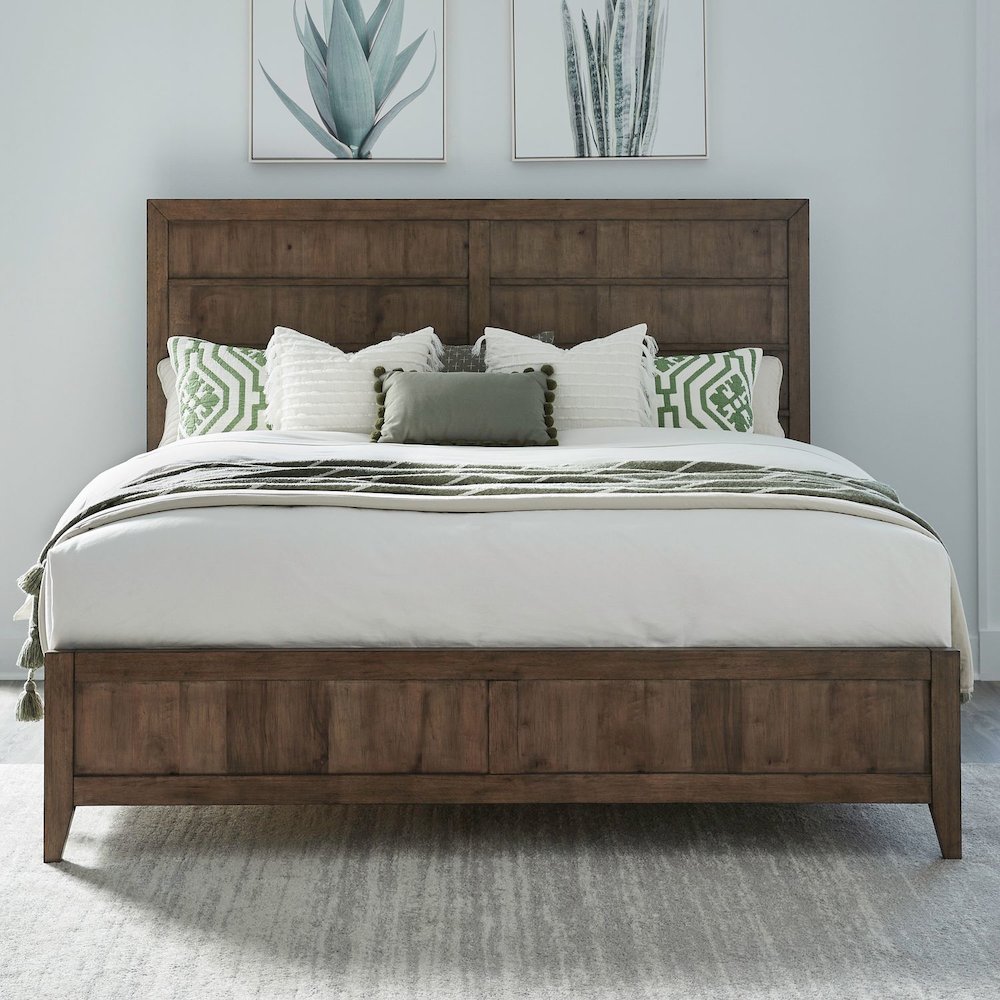 Shaker Lakes King Panel Bed Frame - Harvest Brown