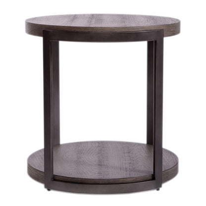 Modern View Round End Table in Gauntlet Gray