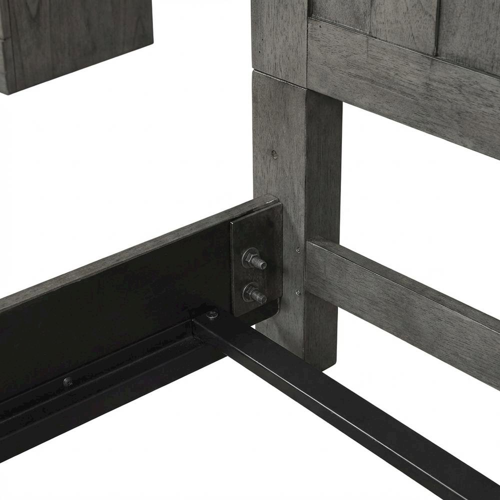 Dusty Charcoal Panel Headboard, Heavy Distressing Solid, Manufactured Wood