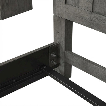 Dusty Charcoal Panel Headboard, Heavy Distressing Solid, Manufactured Wood